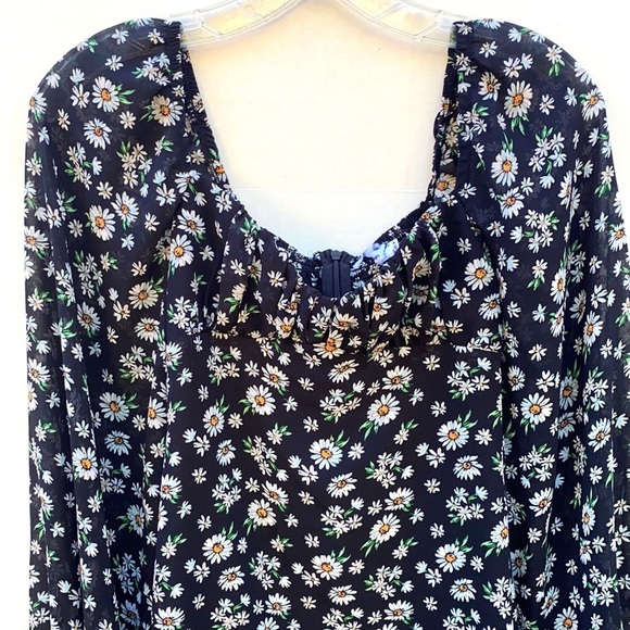 Princess Polly Womens Size 0 Delaney floral black mini dress balloon sleeves - Picture 4 of 11